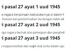 Isi Pasal 27 Ayat 1 Uud 1945 Adalah